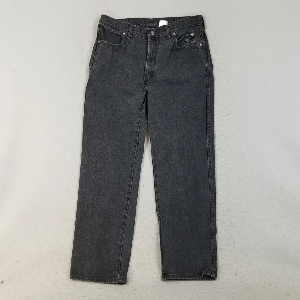 Harley Davidson Jeans Mens 38x32 Black Traditional Fit Faded Denim Straight Leg